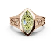 Marquise Vintage Bezel Engagement Ring Setting for a Fancy Yellow Lab-Grown Diamond | Engraved Band | Rose Gold
