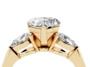 Heart-Shaped Three-Stone Engagement Ring Setting | Pear Side Stones | Yellow Gold