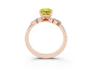 Fancy Yellow Radiant Cut Diamond Solitaire Ring Set in Rose gold with Marquise Twist Band and Prong Setting