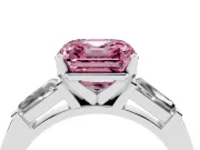 Asscher Cut Three Stone Engagement Ring Setting for a Fancy Pink Lab-Grown Diamond | Tapered Baguettes | Platinum