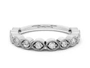 Marquise Diamond Eternity Band Set in Platinum with Milgrain Bezel Setting