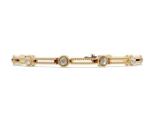 Round Lab-Grown Diamond Bezel Station Bracelet | Open Rope Bar Links | Yellow Gold