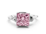 Princess Cut Leaf Bypass Solitaire Engagement Ring Setting for a Fancy Pink Lab-Grown Diamond | Polished Band | Platinum