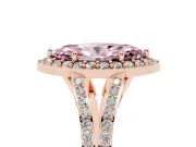 Marquise Split Shank Halo Engagement Ring Setting for a Fancy Pink Lab-Grown Diamond | Rose Gold
