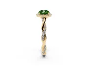 Cushion Cut Twist Halo Engagement Ring Setting for a Fancy Green Lab-Grown Diamond | Yellow Gold