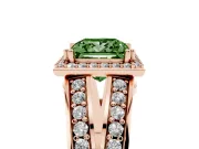 Princess Cut Halo Engagement Ring Setting for a Fancy Green Lab-Grown Diamond | Two-Row Pave Split Shank | Rose Gold
