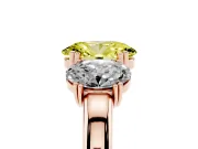 Oval Three Stone Engagement Ring Setting for a Fancy Yellow Lab-Grown Diamond | Double Claw Head | Rose Gold