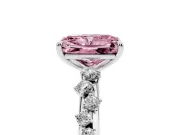 Fancy Pink Radiant Cut Diamond Cluster Solitaire Ring Set in Silver with Prong Setting