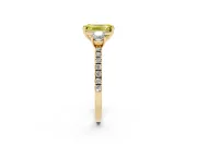 Emerald Cut Three Stone Engagement Ring Setting for a Fancy Yellow Lab-Grown Diamond | Pave Shoulders | Yellow Gold