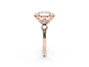 Radiant Cut Diamond Floral Halo Ring Set in Rose gold with Shared Prong Band