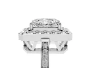 Radiant Cut Halo Engagement Ring Setting | Polished Halo Rim | White Gold