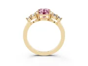 Round Cluster Side Stone Engagement Ring Setting for a Fancy Pink Lab-Grown Diamond | Yellow Gold