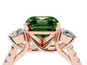 Asscher Cut Three-Stone Engagement Ring Setting for a Fancy Green Lab-Grown Diamond | Rose Gold