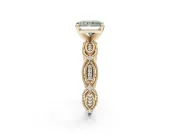 Radiant Cut Vintage Engagement Ring Setting for a Fancy Green Lab-Grown Diamond | Graduated Stations | Yellow Gold
