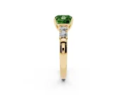 Fancy Green Princess Cut Diamond Five-Stone Prong Set Engagement Ring Set in Yellow gold with Channel Band