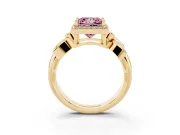 Princess Cut Floral Halo Engagement Ring Setting for a Fancy Pink Lab-Grown Diamond | Yellow Gold