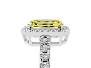 Emerald Cut Halo Engagement Ring Setting for a Fancy Yellow Lab-Grown Diamond | Graduated Pavé Band | Platinum