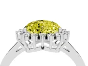 Fancy Yellow Heart Cut Diamond Halo Ring Set in White gold with Round Halo and Smooth Solitaire Band