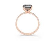 Asscher Cut Pavé Solitaire Engagement Ring Setting for a Black Center | Slim Band | Rose Gold