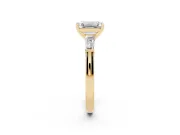 Emerald Cut Three Stone Engagement Ring Setting | Tapered Baguettes | Yellow Gold