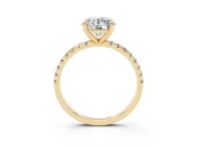 Round Petite Pavé Solitaire Engagement Ring Setting | Slim Band | Yellow Gold
