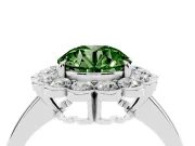Round Scalloped Cluster Halo Engagement Ring Setting for a Fancy Green Lab-Grown Diamond | Plain Band | Platinum