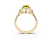 Radiant Cut Halo Engagement Ring Setting for a Fancy Yellow Lab-Grown Diamond | Pavé Panel Shoulders | Yellow Gold