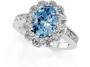 Oval Vintage Halo Engagement Ring Setting for a Fancy Blue Lab-Grown Diamond | Platinum