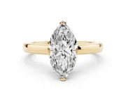 Marquise Cut Diamond Solitaire Ring Set in Yellow gold with Prong Head and Smooth Polished Band