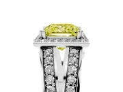 Princess Cut Halo Engagement Ring Setting for a Fancy Yellow Lab-Grown Diamond | Pave Split Shank | Sterling Silver