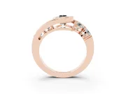 Fancy Black Pear Cut Diamond Bezel Bypass Ring Set in Rose gold with Round Accents