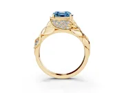 Asscher Cut Leaf Bypass Engagement Ring Setting for a Fancy Blue Lab-Grown Diamond | Yellow Gold