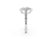 Pear Cut Diamond Halo Pavé Engagement Ring Set in Platinum with Bezel Setting