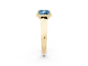 Fancy Blue Princess Cut Diamond Halo Ring Set in Yellow gold with Cathedral Band and Prong Setting