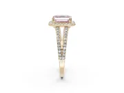 Asscher Cut Halo Split Shank Engagement Ring Setting for a Fancy Pink Lab-Grown Diamond | Pavé Shoulders | Yellow Gold