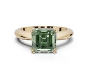 Princess Cut Tapered Solitaire Engagement Ring Setting for a Fancy Green Lab-Grown Diamond | Yellow Gold