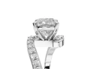 Cushion Cut Bypass Pavé Solitaire Engagement Ring Setting | Swirl Band | Sterling Silver