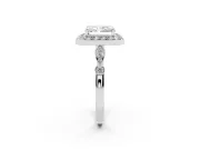 Radiant Cut Vintage Halo Engagement Ring Setting | Bezel Station Shoulders | White Gold