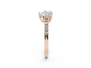 Heart-Shaped Hidden Halo Solitaire Engagement Ring Setting | Shared Prong Band | Rose Gold