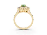 Emerald Cut Halo Split Shank Engagement Ring Setting for a Fancy Green Lab-Grown Diamond | Yellow Gold