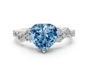 Heart-Shaped Accented Engagement Ring Setting for a Fancy Blue Lab-Grown Diamond | Sterling Silver