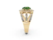 Oval Double Halo Split Shank Engagement Ring Setting for a Fancy Green Lab-Grown Diamond | Pave Strands | Yellow Gold