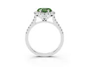 Heart-Shaped Halo Engagement Ring Setting for a Fancy Green Lab-Grown Diamond | Tapered Band | White Gold