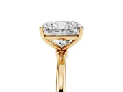 Radiant Cut Thin Solitaire Engagement Ring Setting | Straight Plain Band | Yellow Gold