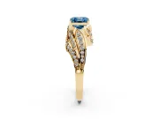 Asscher Cut Bypass Hidden Halo Engagement Ring Setting for a Fancy Blue Lab-Grown Diamond | Graduated Pavé | Yellow Gold