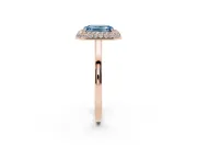 Fancy Blue Emerald Cut Diamond Halo Engagement Ring Set in Rose gold with Solitaire Band and Prong Setting