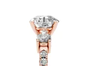 Round Three Stone Pavé Engagement Ring Setting | Round Side Stones | Rose Gold