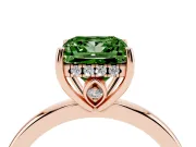 Princess Cut Engagement Ring Setting for a Fancy Green Lab-Grown Diamond | Hidden Halo | Rose Gold