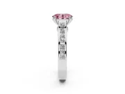 Oval Cathedral Channel Set Engagement Ring Setting for a Fancy Pink Lab-Grown Diamond | Double Claw Prongs | White Gold