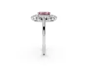Emerald Cut Floral Double Halo Engagement Ring Setting for a Fancy Pink Lab-Grown Diamond | Plain Band | Platinum